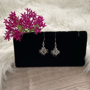 💗 BRIGHTON Karma Cross Smokey Crystal French Wire Earrings